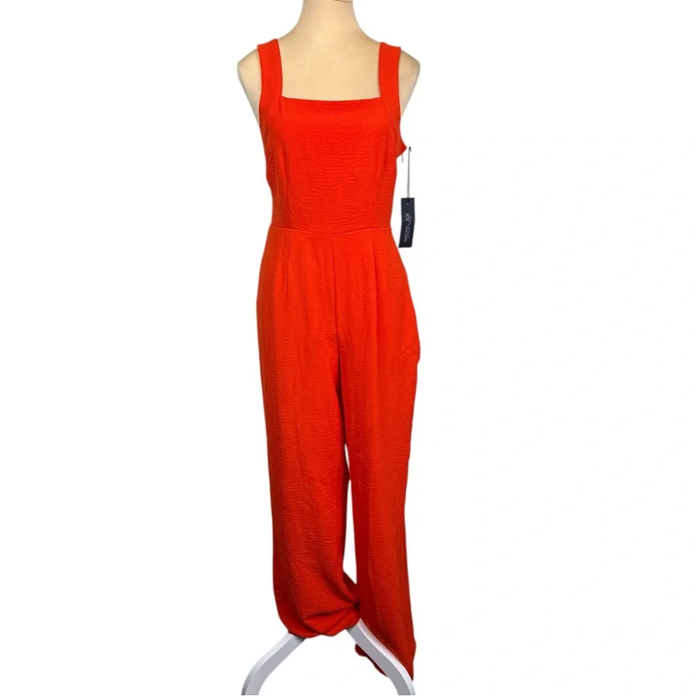 NWT Rachel Zoe Orange Square Bodice Smocked Back Tank Jumpsuit Romper Size 4 🔥🍊